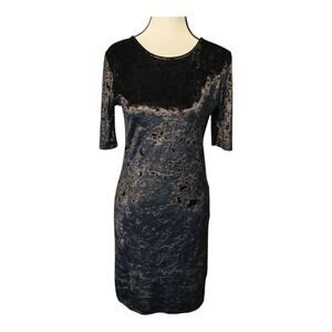 Frenchi Whimsigoth Crushed Velvet Black Bodycon Dress Womens Large Fairy Grunge